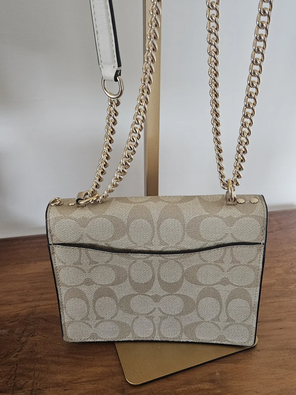 Coach Khaki and Chalk Signature Canvas Chain Crossbody